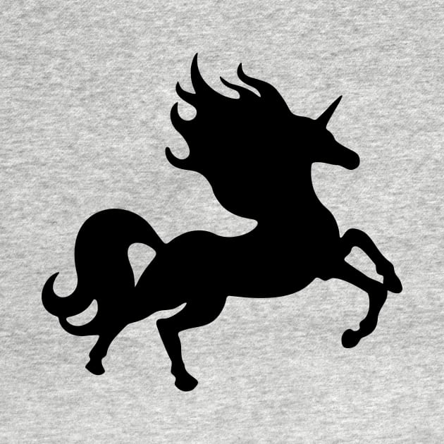 Black Running Unicorn Silhouette by XOOXOO